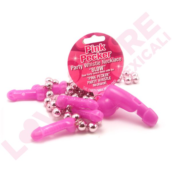 PINK PECKER PARTY WHISTLE NECKLACE