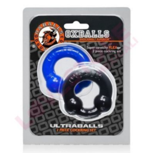 Ultra Balls Cockring 2 Pack Black And Police Blue