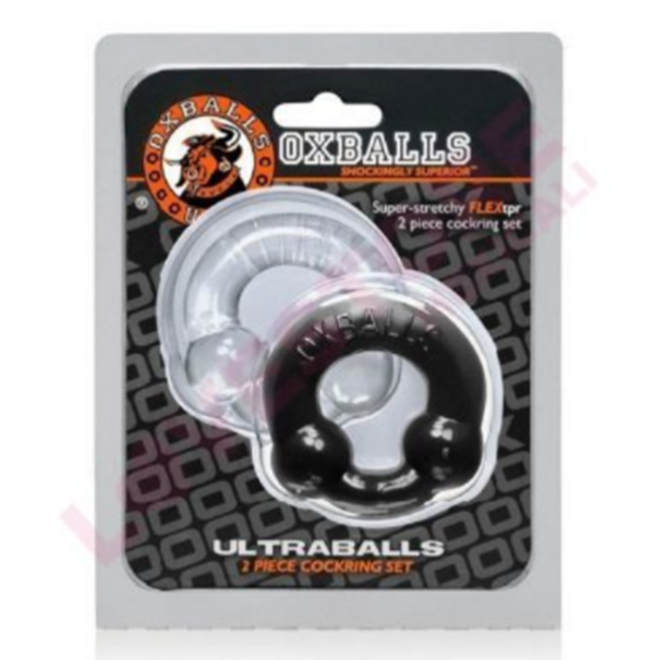 Ultra Balls Cockring 2 Pack Black And Clear