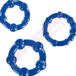 3 Anillos Retardantes Beaded Cock Rings Azules