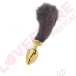 Athena Small Gold Plug With Short Black Tail