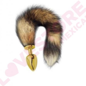 ARTEMIS LARGE GOLD PLUG WITH LONG BROWN TAIL