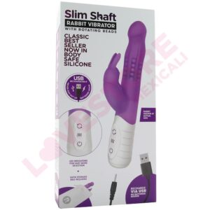 Slim Beaded Rotating Rabbit Vibe in Purple