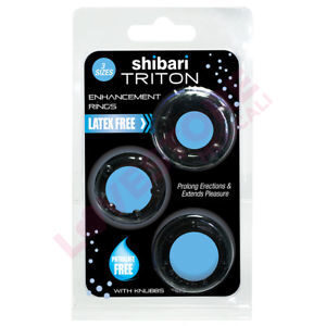 SHIBARI Triton Enhancement Pleasure Ring Black 3 pack prolong erections knubbs