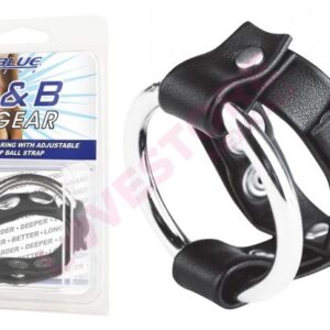 BLUE LINE C&B GEAR Metal Cock Ring With Adjust. Snap Ball Strap