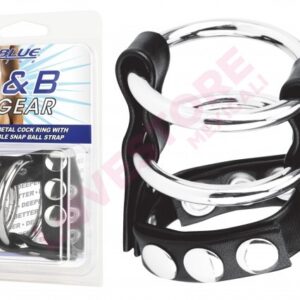 BLUE LINE C&B GEAR Double Metal Cock Ring With Adjust. Snap Ball Strap
