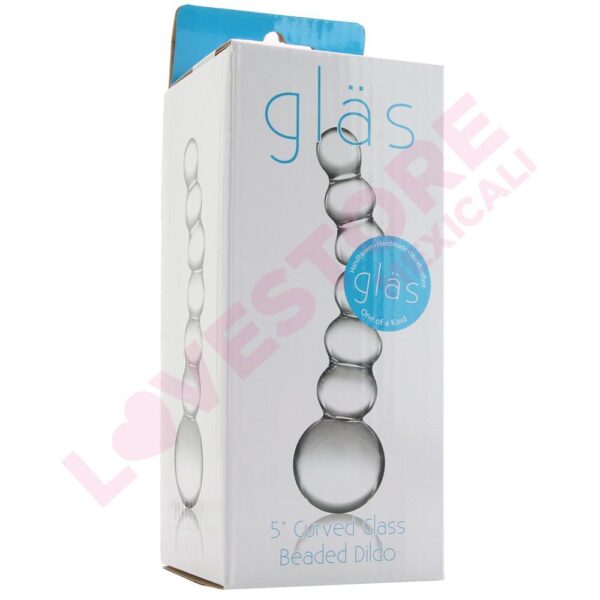 5" Curved Glass Beaded Dildo