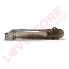 OXBALLS MUSCLE COCK SHEATH LENGTH INSET ADJUSTABLE FIT GROOVED RIDGES SMOKE