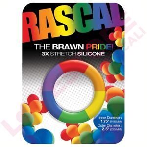 Rascal The Brawn Pride Silicone Cockring Multi-Color 2.5 Inch