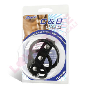 3 Ring Silicone Gates Of Hell With Leash Lead Penis Ring