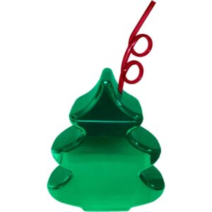 CHRISTMAS TREE CUP WITH PLASTIC STRAW