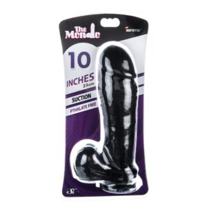 10in THICK COCK W/BALLS & SUCTION-BLACK