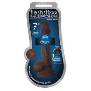 FLESHSTIXXX 7" Silicone Dildo with  ball Chocolate
