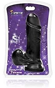 7in THICK COCK W/BALLS & SUCTION-BLACK