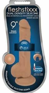 FLESHSTIXXX 9" Silicone Dildo with  ball Latte