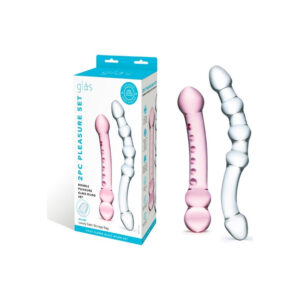 2PC Double Pleasure Glass Dildo Set
